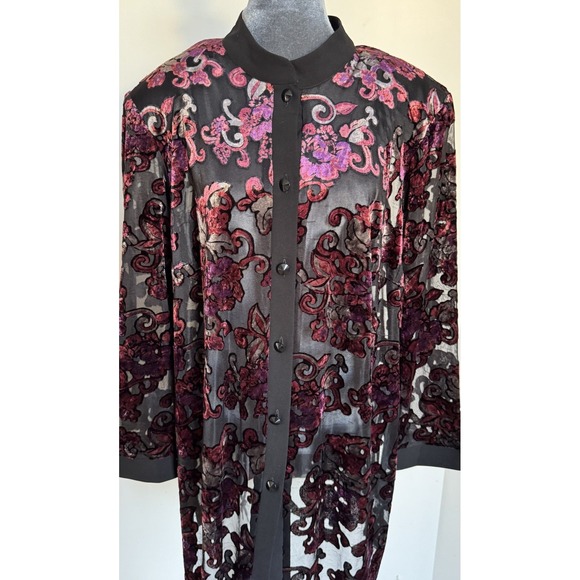 Vtg Y2K Dressbarn Top Tunic 18W Burnout Velvet Fairy Whimsigoth Boho Festival - Picture 2 of 16